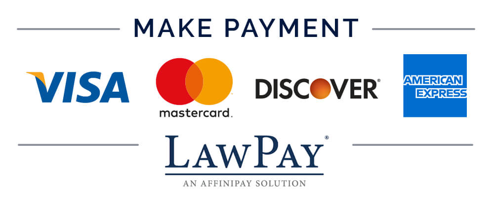 Make payment with VISA, MasterCard, Discover, American Express through Law Pay